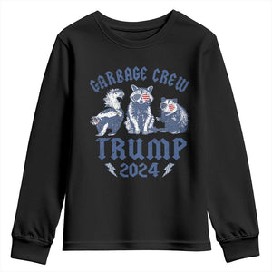 Trump 2024 Youth Sweatshirt Garbage Crew Team Trash Raccoon Opossum Rat TS09 Black Print Your Wear