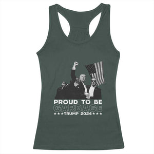 Trump 2024 Racerback Tank Top Proud To Be Garbage TS09 Dark Forest Green Print Your Wear