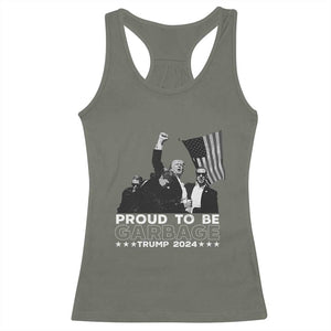 Trump 2024 Racerback Tank Top Proud To Be Garbage TS09 Military Green Print Your Wear