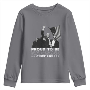 Trump 2024 Youth Sweatshirt Proud To Be Garbage TS09 Charcoal Print Your Wear