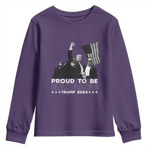 Trump 2024 Youth Sweatshirt Proud To Be Garbage TS09 Purple Print Your Wear