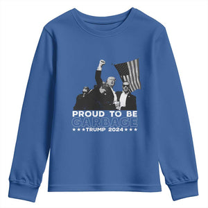 Trump 2024 Youth Sweatshirt Proud To Be Garbage TS09 Royal Blue Print Your Wear
