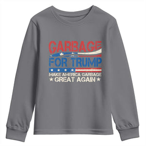 Trump 2024 Youth Sweatshirt Garbage For Trump Make America Garbage Great Again TS09 Charcoal Print Your Wear