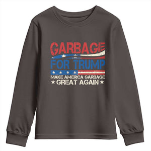 Trump 2024 Youth Sweatshirt Garbage For Trump Make America Garbage Great Again TS09 Dark Chocolate Print Your Wear
