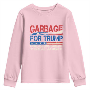 Trump 2024 Youth Sweatshirt Garbage For Trump Make America Garbage Great Again TS09 Light Pink Print Your Wear