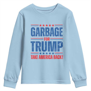 Trump 2024 Youth Sweatshirt Garbage For Trump Take America Back TS09 Light Blue Print Your Wear