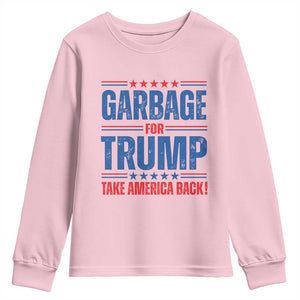 Trump 2024 Youth Sweatshirt Garbage For Trump Take America Back TS09 Light Pink Print Your Wear