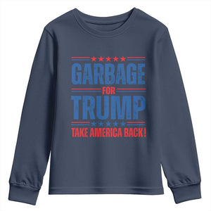 Trump 2024 Youth Sweatshirt Garbage For Trump Take America Back TS09 Navy Print Your Wear