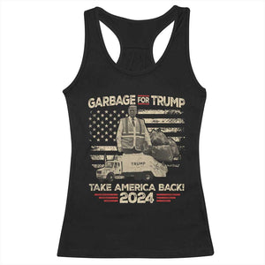 Trump 2024 Racerback Tank Top Garbage For Trump Truck Take America Back TS09 Black Print Your Wear