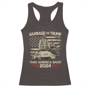 Trump 2024 Racerback Tank Top Garbage For Trump Truck Take America Back TS09 Dark Chocolate Print Your Wear