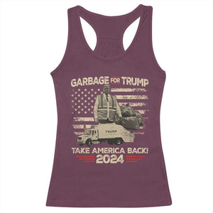 Trump 2024 Racerback Tank Top Garbage For Trump Truck Take America Back TS09 Maroon Print Your Wear