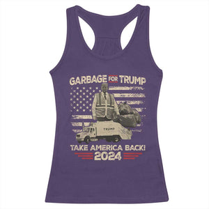 Trump 2024 Racerback Tank Top Garbage For Trump Truck Take America Back TS09 Purple Print Your Wear