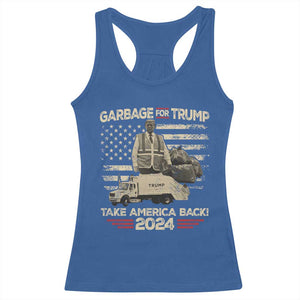 Trump 2024 Racerback Tank Top Garbage For Trump Truck Take America Back TS09 Royal Blue Print Your Wear