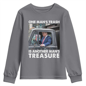 Trump Garbage Truck 2024 Youth Sweatshirt One Man's Trash Is Another Man's Treasure TS09 Charcoal Print Your Wear