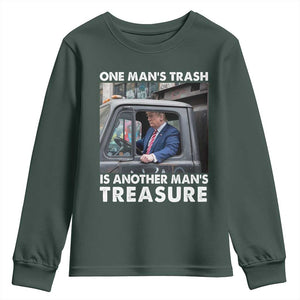 Trump Garbage Truck 2024 Youth Sweatshirt One Man's Trash Is Another Man's Treasure TS09 Dark Forest Green Print Your Wear