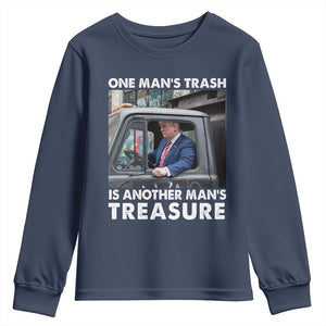 Trump Garbage Truck 2024 Youth Sweatshirt One Man's Trash Is Another Man's Treasure TS09 Navy Print Your Wear