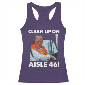 Trump Garbage Truck 2024 Racerback Tank Top Clean Up On Aisle 46 TS09 Purple Print Your Wear