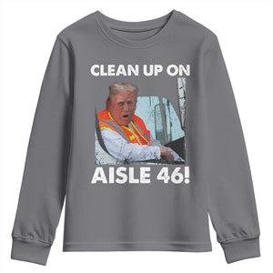 Trump Garbage Truck 2024 Youth Sweatshirt Clean Up On Aisle 46 TS09 Charcoal Print Your Wear