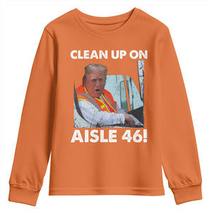 Trump Garbage Truck 2024 Youth Sweatshirt Clean Up On Aisle 46 TS09 Orange Print Your Wear