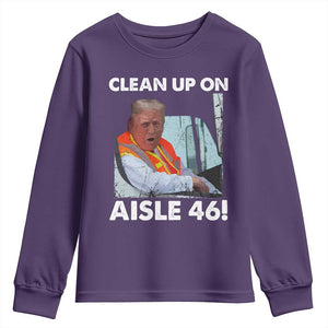 Trump Garbage Truck 2024 Youth Sweatshirt Clean Up On Aisle 46 TS09 Purple Print Your Wear