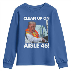 Trump Garbage Truck 2024 Youth Sweatshirt Clean Up On Aisle 46 TS09 Royal Blue Print Your Wear
