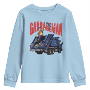 Garbageman Trump Garbage Truck 2024 Youth Sweatshirt TS09 Light Blue Print Your Wear
