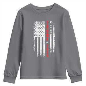 Trump 2024 Youth Sweatshirt Winning US President American Flag Patriotic TS09 Charcoal Print Your Wear