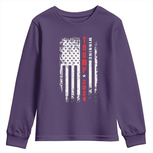 Trump 2024 Youth Sweatshirt Winning US President American Flag Patriotic TS09 Purple Print Your Wear