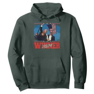Trump 2024 Hoodie Winner US President American Patriotic TS09 Dark Forest Green Print Your Wear