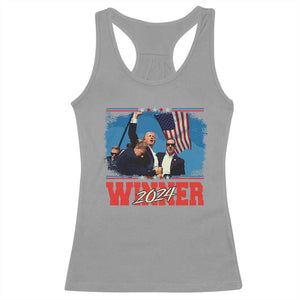 Trump 2024 Racerback Tank Top Winner US President American Patriotic TS09 Sport Gray Print Your Wear