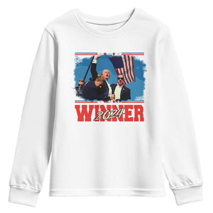 Trump 2024 Youth Sweatshirt Winner US President American Patriotic TS09 White Print Your Wear