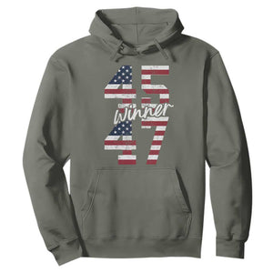 Trump 2024 Hoodie Winner 45 47 US President American Patriotic TS09 Military Green Print Your Wear