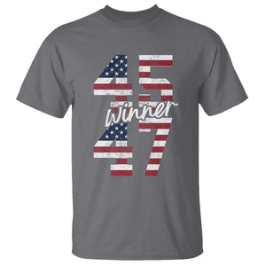 Trump 2024 T Shirt Winner 45 47 US President American Patriotic TS09 Charcoal Print Your Wear