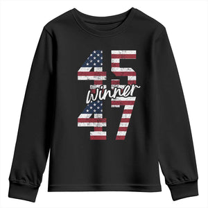 Trump 2024 Youth Sweatshirt Winner 45 47 US President American Patriotic TS09 Black Print Your Wear