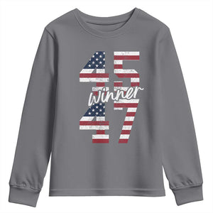 Trump 2024 Youth Sweatshirt Winner 45 47 US President American Patriotic TS09 Charcoal Print Your Wear