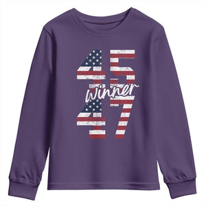 Trump 2024 Youth Sweatshirt Winner 45 47 US President American Patriotic TS09 Purple Print Your Wear
