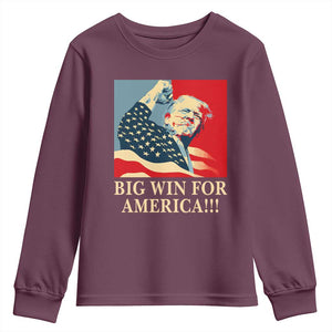 Trump Won 2024 Youth Sweatshirt Big Win For America TS09 Maroon Print Your Wear
