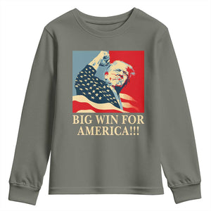 Trump Won 2024 Youth Sweatshirt Big Win For America TS09 Military Green Print Your Wear