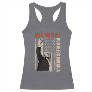Trump 2024 Racerback Tank Top We Won God Bless America TS09 Charcoal Print Your Wear
