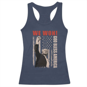 Trump 2024 Racerback Tank Top We Won God Bless America TS09 Navy Print Your Wear