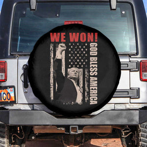Trump 2024 Spare Tire Cover We Won God Bless America TS09 No hole Black Print Your Wear