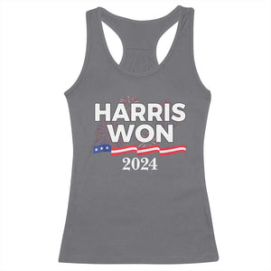 Harris Won 2024 Racerback Tank Top US President American Firework Patriotic TS09 Charcoal Print Your Wear