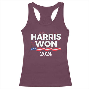 Harris Won 2024 Racerback Tank Top US President American Firework Patriotic TS09 Maroon Print Your Wear