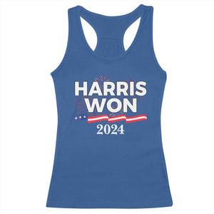 Harris Won 2024 Racerback Tank Top US President American Firework Patriotic TS09 Royal Blue Print Your Wear