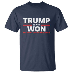 Trump Won 2024 T Shirt The Whole World Knows It TS09 Navy Print Your Wear