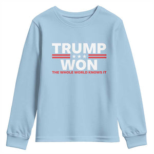 Trump Won 2024 Youth Sweatshirt The Whole World Knows It TS09 Light Blue Print Your Wear
