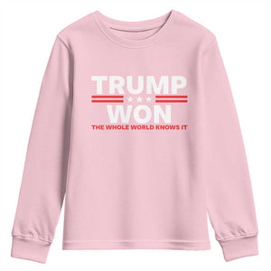 Trump Won 2024 Youth Sweatshirt The Whole World Knows It TS09 Light Pink Print Your Wear