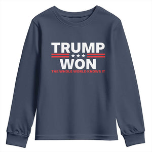 Trump Won 2024 Youth Sweatshirt The Whole World Knows It TS09 Navy Print Your Wear