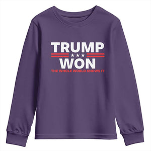 Trump Won 2024 Youth Sweatshirt The Whole World Knows It TS09 Purple Print Your Wear