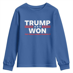 Trump Won 2024 Youth Sweatshirt The Whole World Knows It TS09 Royal Blue Print Your Wear